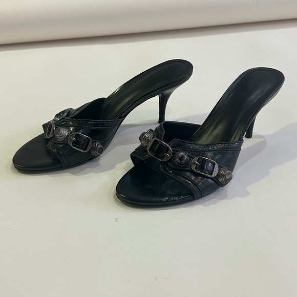 Balenciaga Cagole leather mule kitten heel sandals